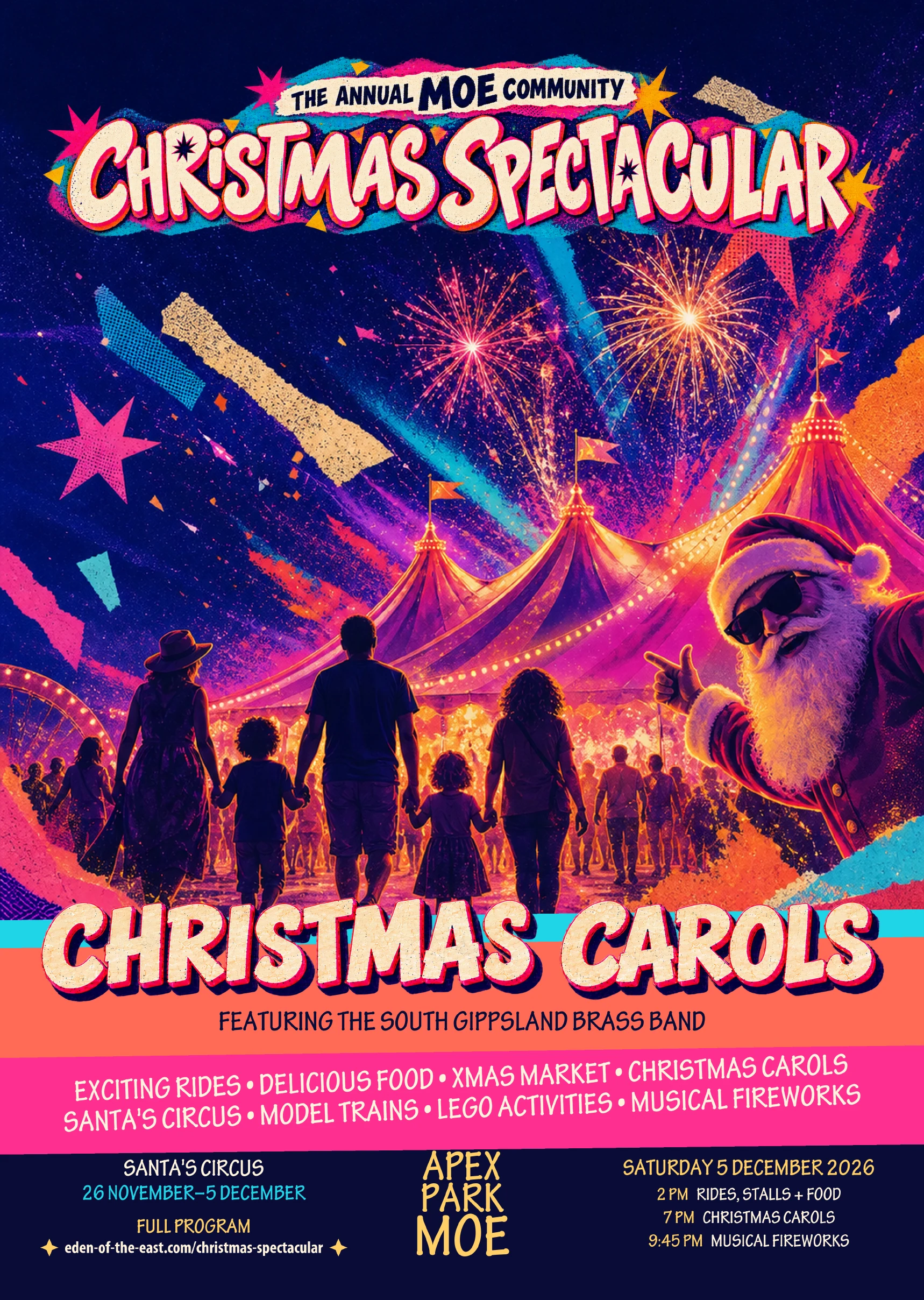 Christmas Carols poster for the Annual Moe Community Christmas Spectacular