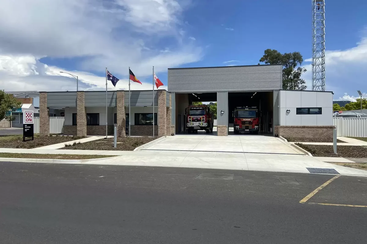 Protective clothing and helmets are arranged in readiness inside Moe Fire Station.