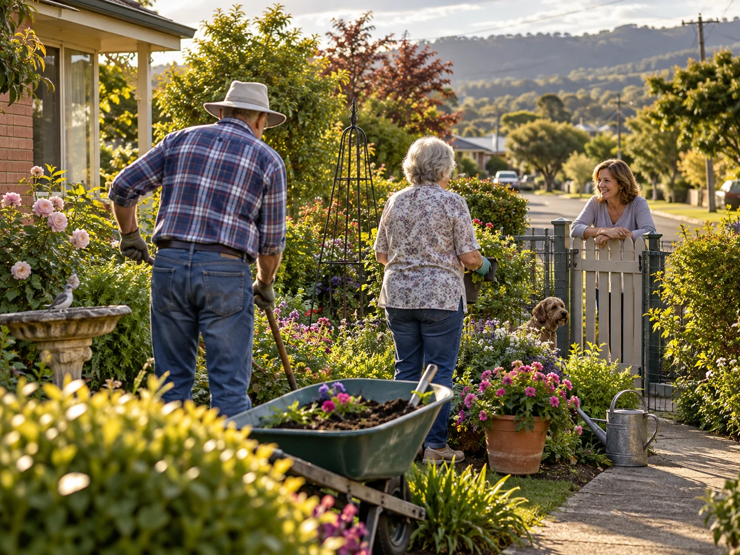 Interpretive neighbours sharing the work and pleasure of a home garden