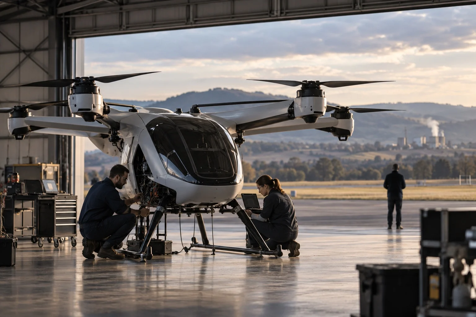 Illustrative advanced aviation prototype testing at a regional airport