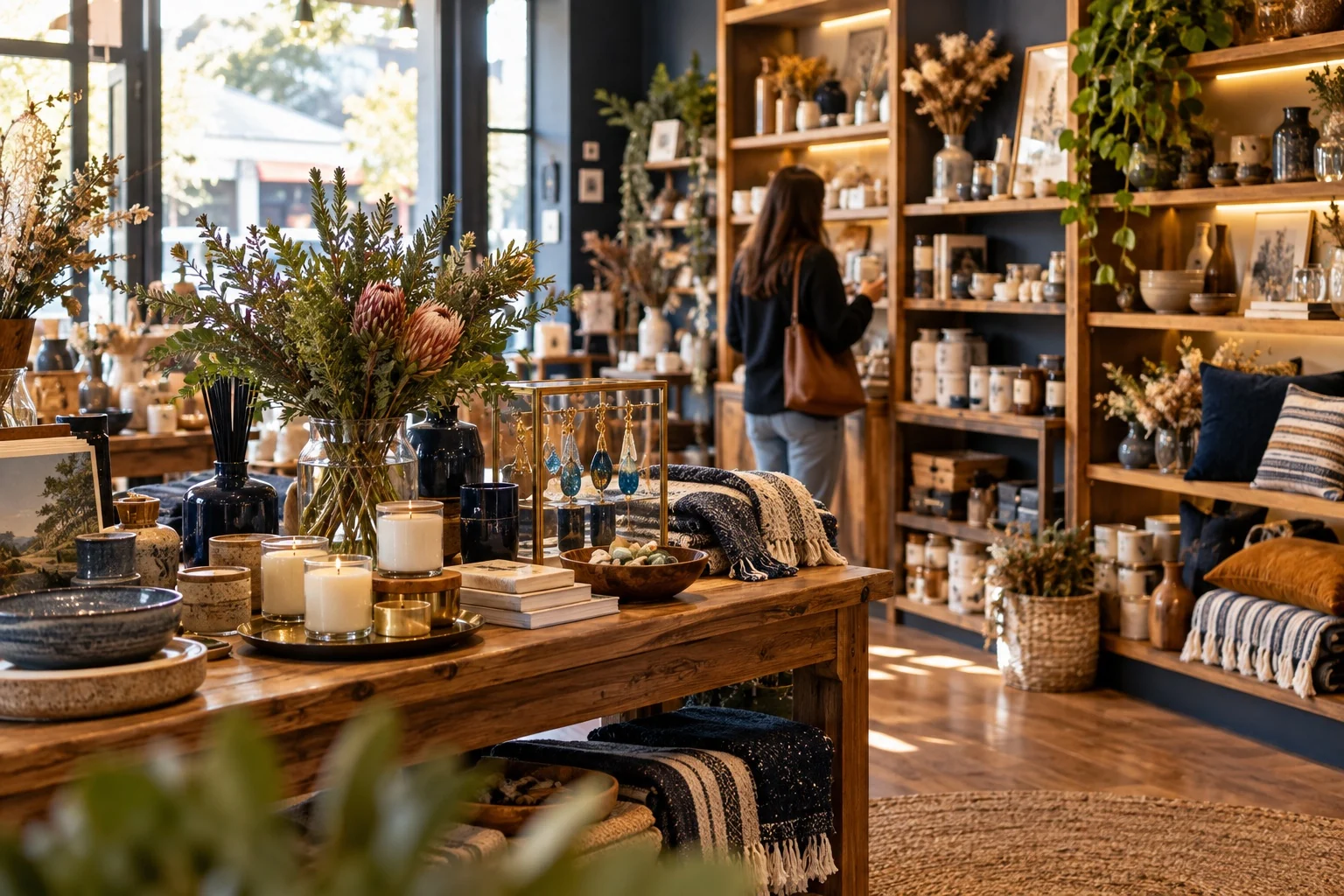 Illustrative independent shop with curated homewares and gifts